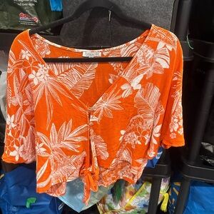 Patrons of Peace Orange and White Floral Blouse
